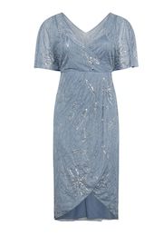 Yours Curve Blue Luxe Embellished Wrap Maxi Dress - Image 5 of 5