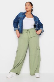 Yours Curve Green Twill Cargo Trousers - Image 2 of 5