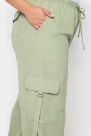 Yours Curve Green Twill Cargo Trousers - Image 3 of 5