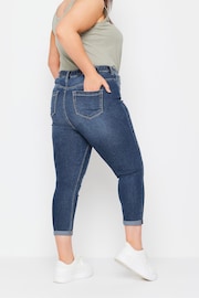 Yours Curve Mid Blue Grace Cropped Turn Up Jeggings - Image 4 of 5