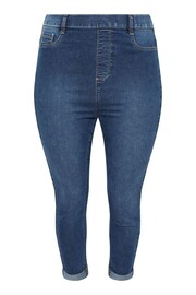 Yours Curve Mid Blue Grace Cropped Turn Up Jeggings - Image 5 of 5