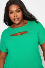 Yours Curve Bright Green Cut Out T-Shirt - Image 4 of 4