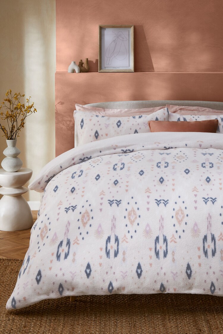 Buy Orange Fairisle Pattern Printed Fleece Duvet Cover and Pillowcase