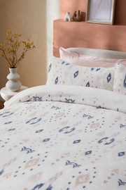 Orange Fairisle Pattern Printed Fleece Duvet Cover and Pillowcase Set - Image 2 of 4