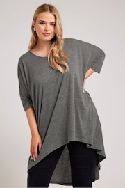 Yours Curve Grey Dipped Hem Longline Tunic - Image 1 of 5