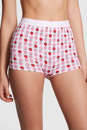 Victoria's Secret PINK Optic White Strawberry Print Cotton Logo High Waist Boyshort Knickers - Image 1 of 3