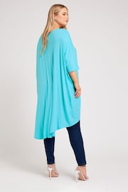 Yours Curve Blue Dipped Hem Longline Tunic - Image 3 of 5