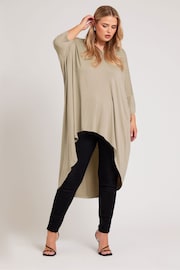 Yours Curve Natural Brown Dipped Hem Longline Tunic - Image 2 of 5