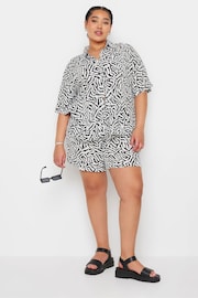 Yours Curve Black LIMITED COLLECTION Zebra Print Crinkle Shirt - Image 2 of 5