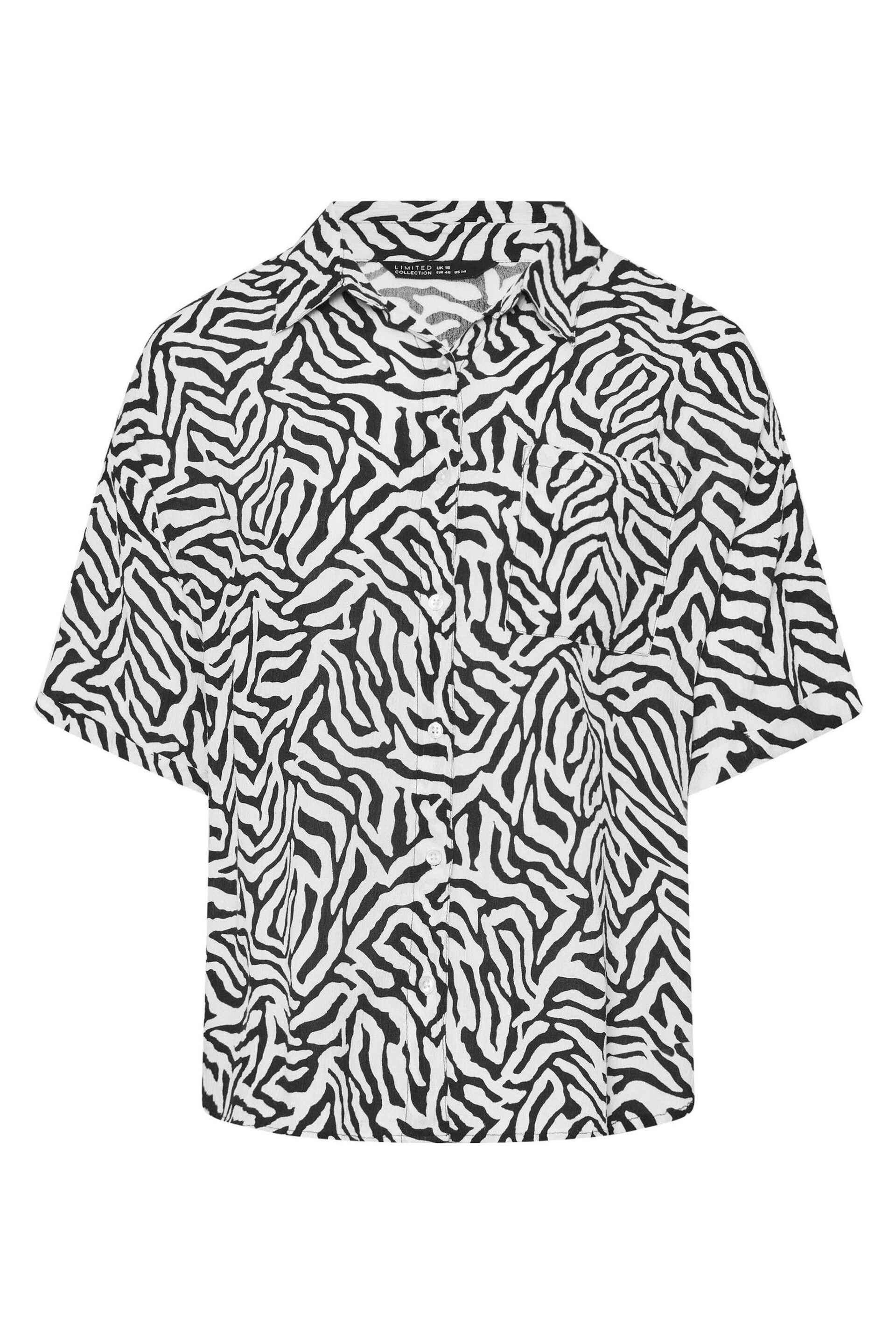 Yours Curve Black LIMITED COLLECTION Zebra Print Crinkle Shirt - Image 5 of 5