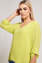 Yours Curve Green Asymmetric Hem Blouse - Image 4 of 5