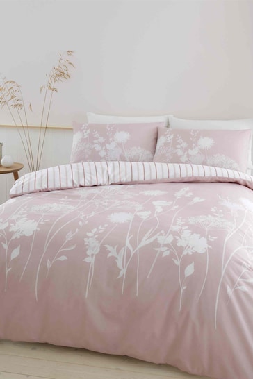 Catherine Lansfield Blush Pink Meadowsweet Floral Reversible Duvet Cover Set