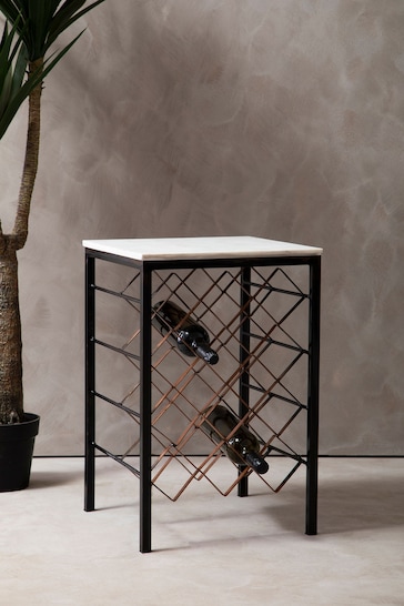 Fifty Five South White Templar Wine Rack Table With Marble Top