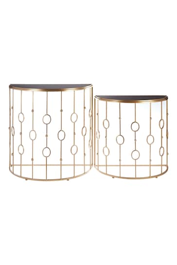 Fifty Five South Set of 2 Gold Faiza Half Moon Console Tables