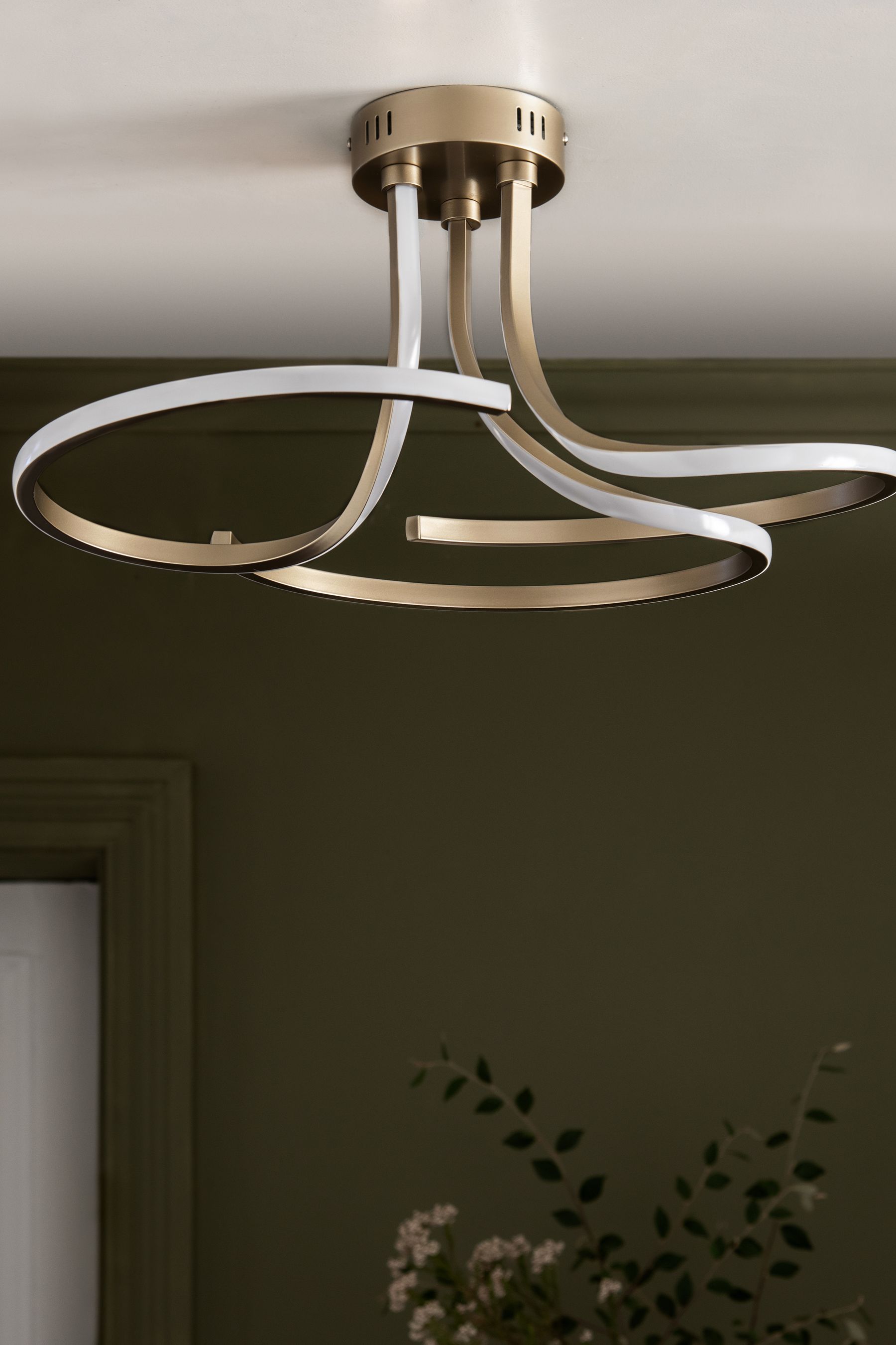 Champagne Gold Sculptural LED Flush Ceiling Light
