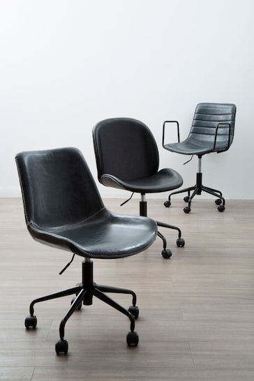 Fifty Five South Grey Forbes Leather Effect Office Chair