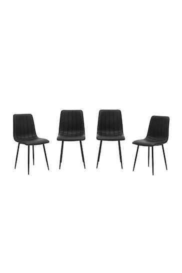 Fifty Five South Set of 4 Black Tiana Dining Chairs