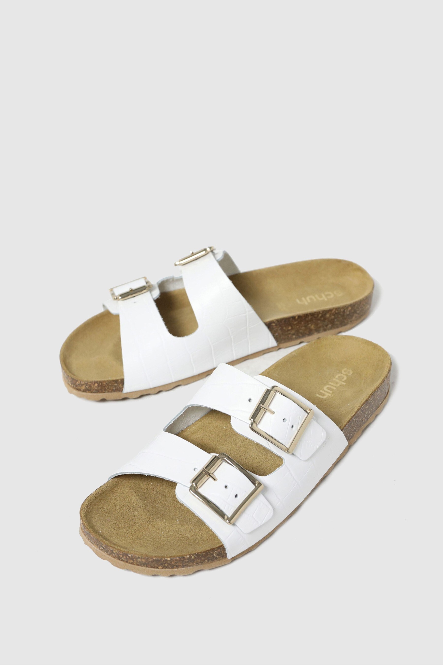 White sandals with best sale buckle