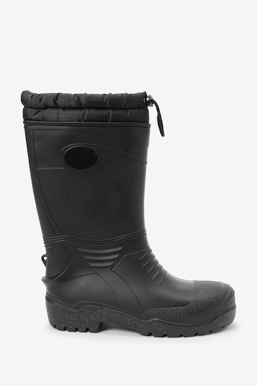 Black Warm Lined Wellies