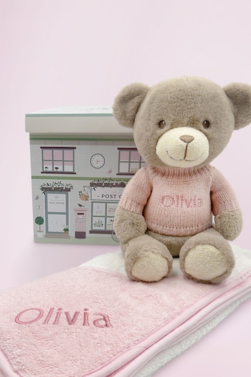 Personalised Frankie Bear with Hooded Towel, White