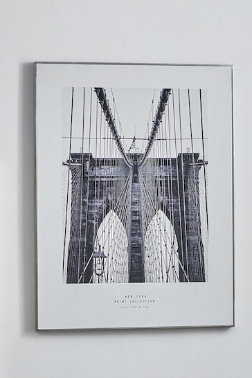 Pacific Black Mono New York Print With Silver Frame