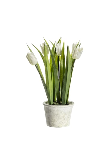 Gallery Home White Artificial Tulips In Pot Artificial Flowers