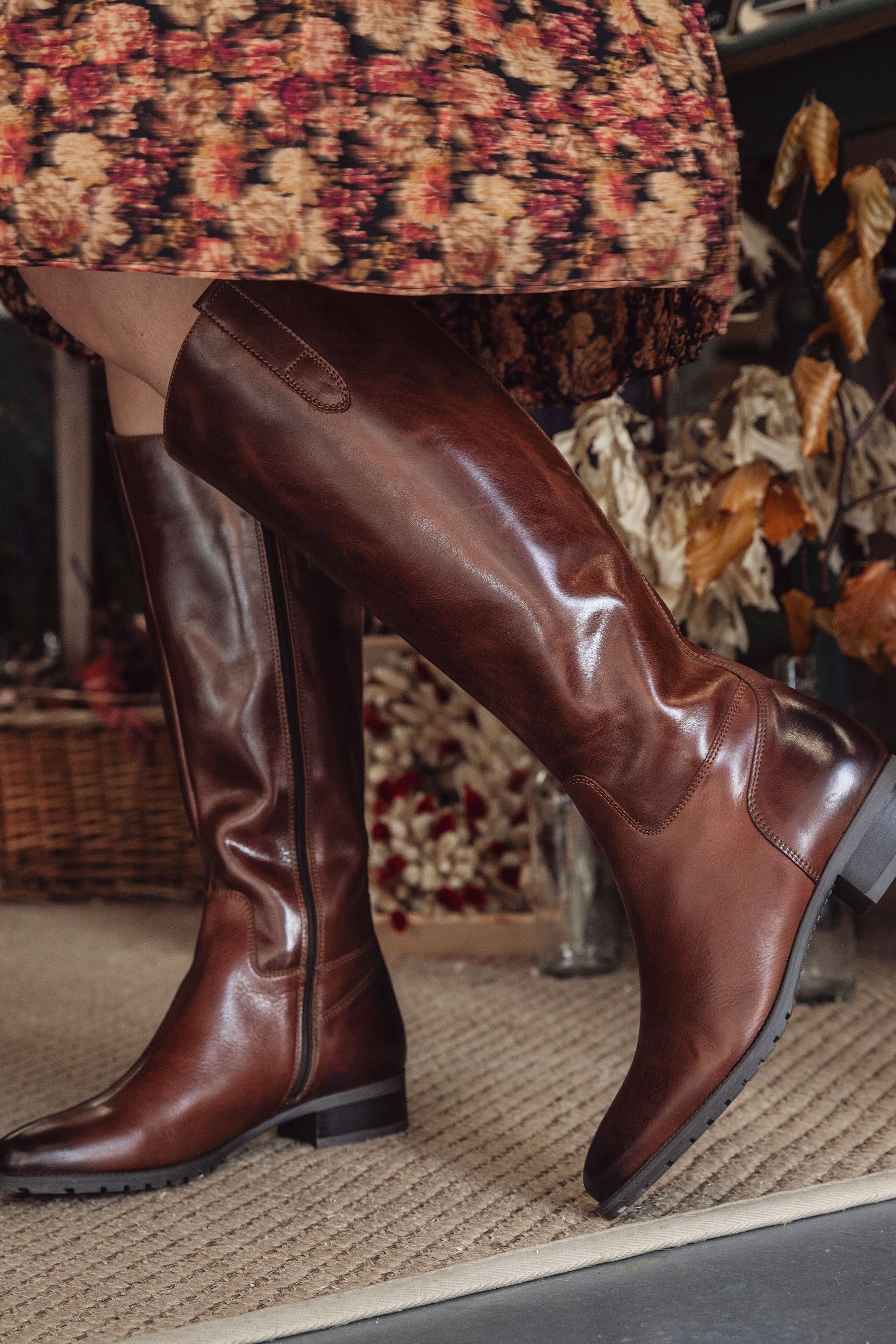 Cognac leather boots hotsell womens