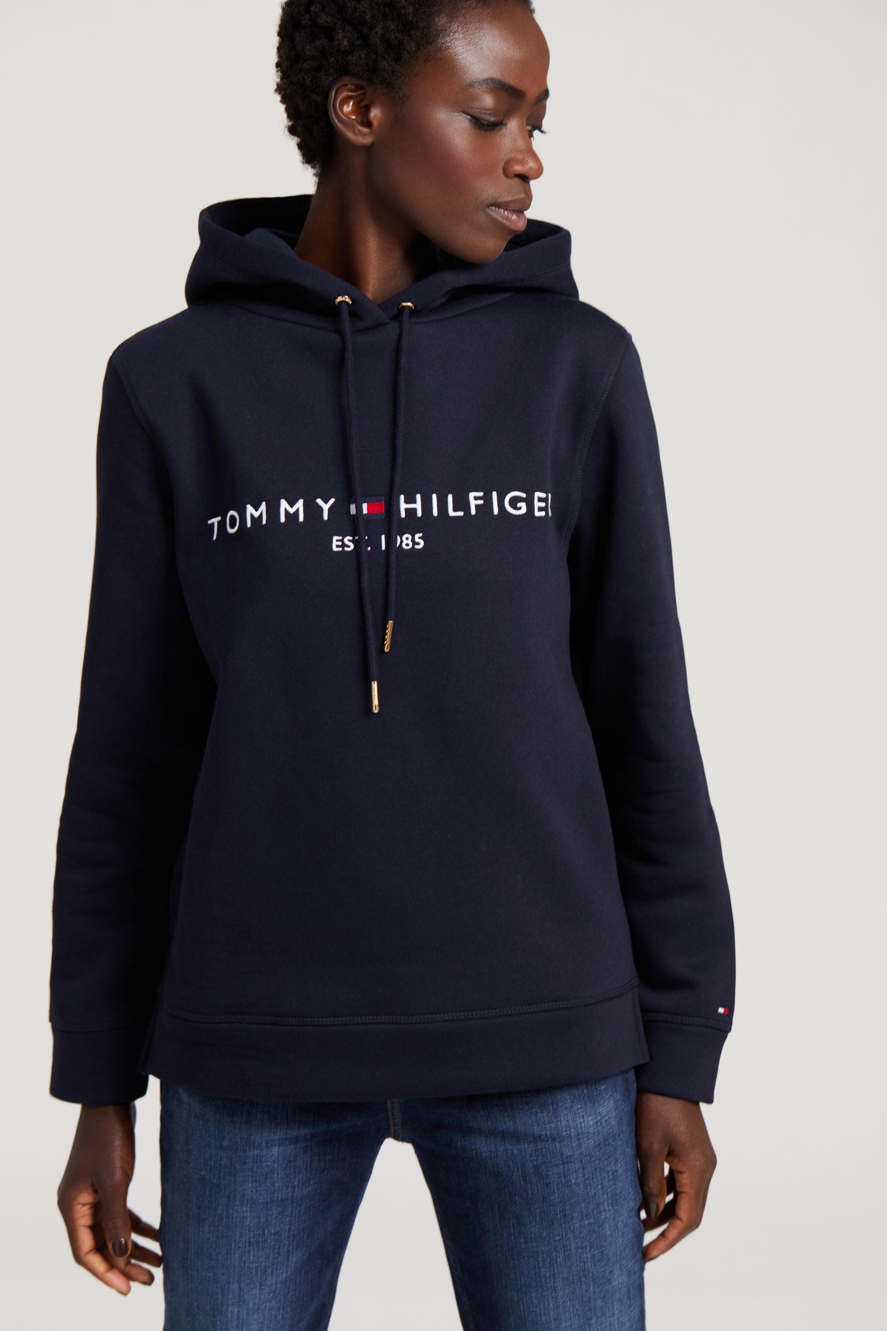 Tommy Hilfiger White Heritage Logo Hoodie