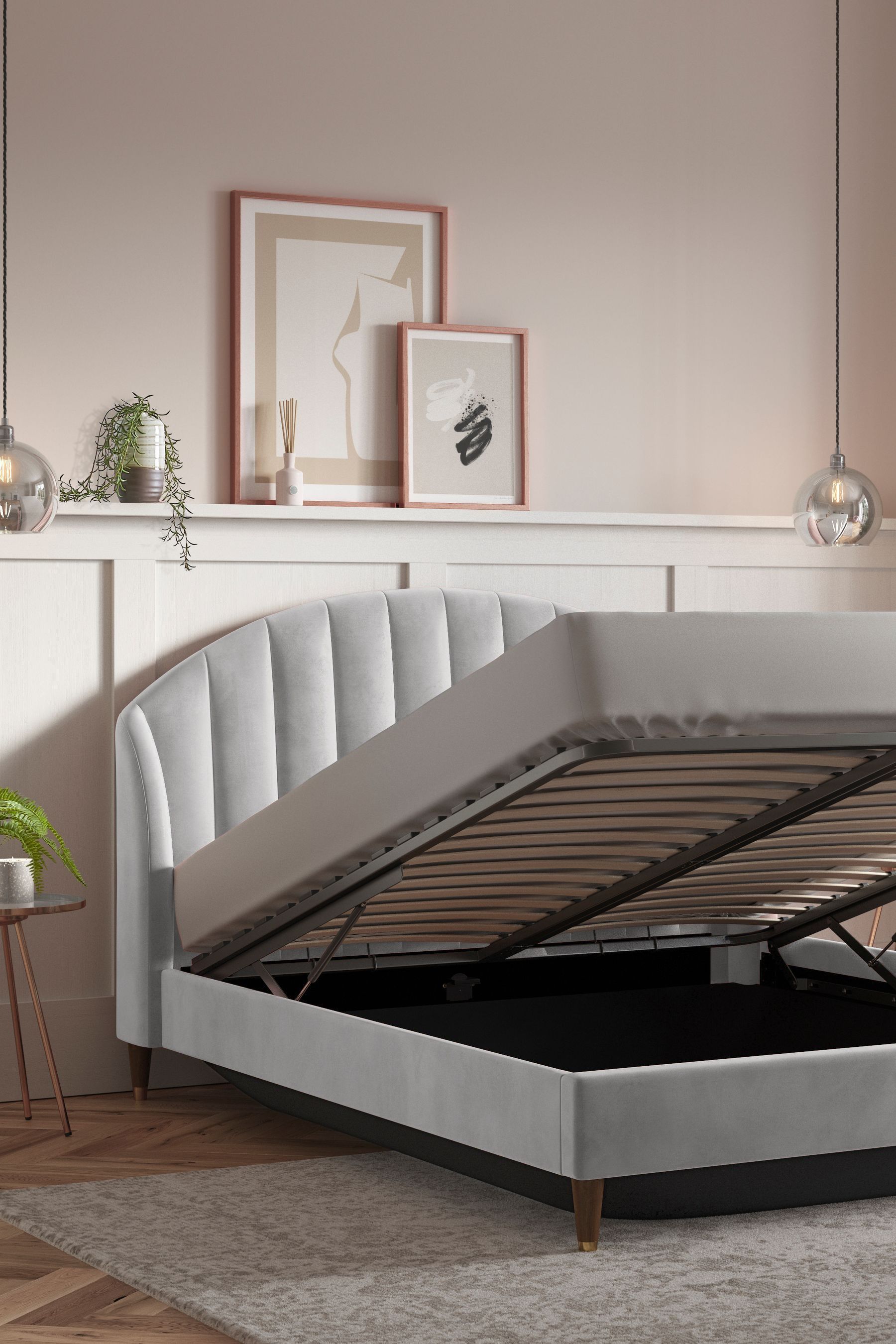 Light gray 2025 queen bed frame