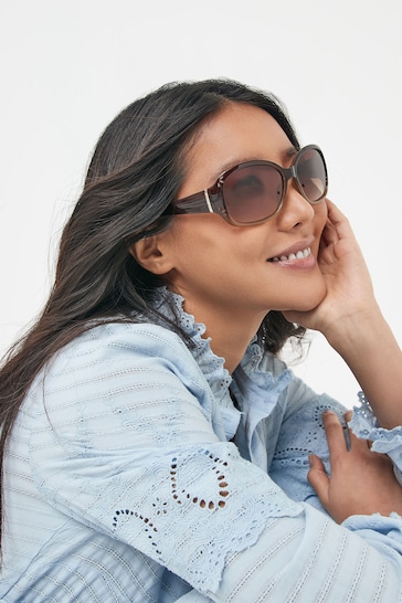 Brown Ombre Effect Cut Out Detail Sunglasses