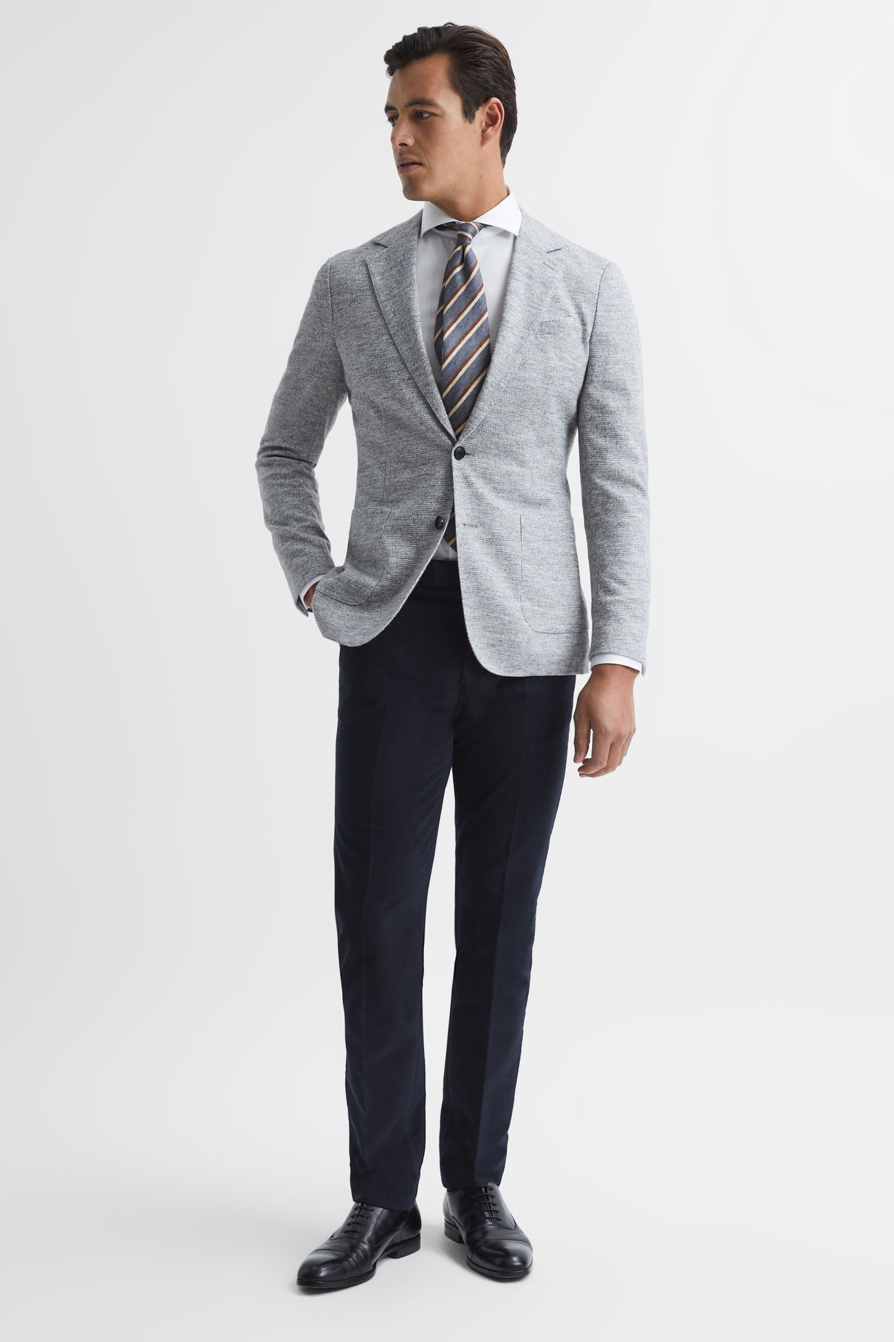 Reiss Navy Spark Slim Fit Moleskin Trousers