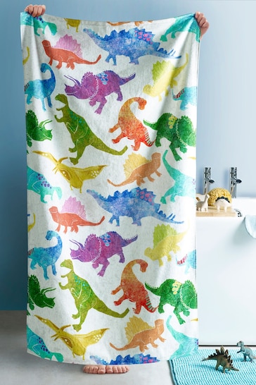 Multi Children's Bright Dinosaur Towel