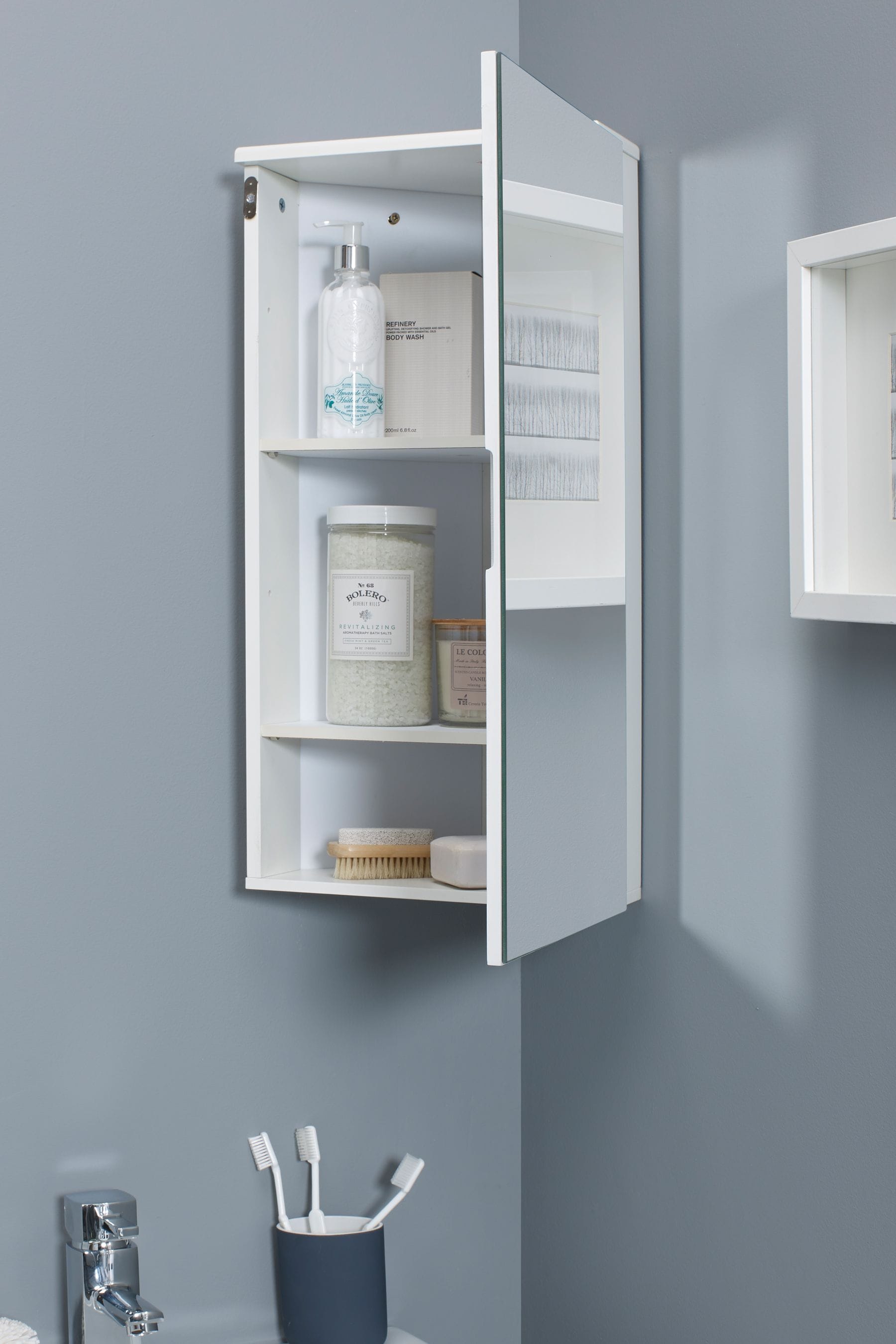 White gloss corner bathroom wall cabinet deals