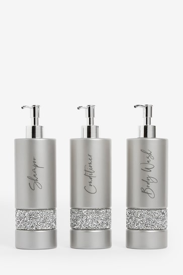 Set of 3 Silver Harper Gem Reusable Dispenser Bottles