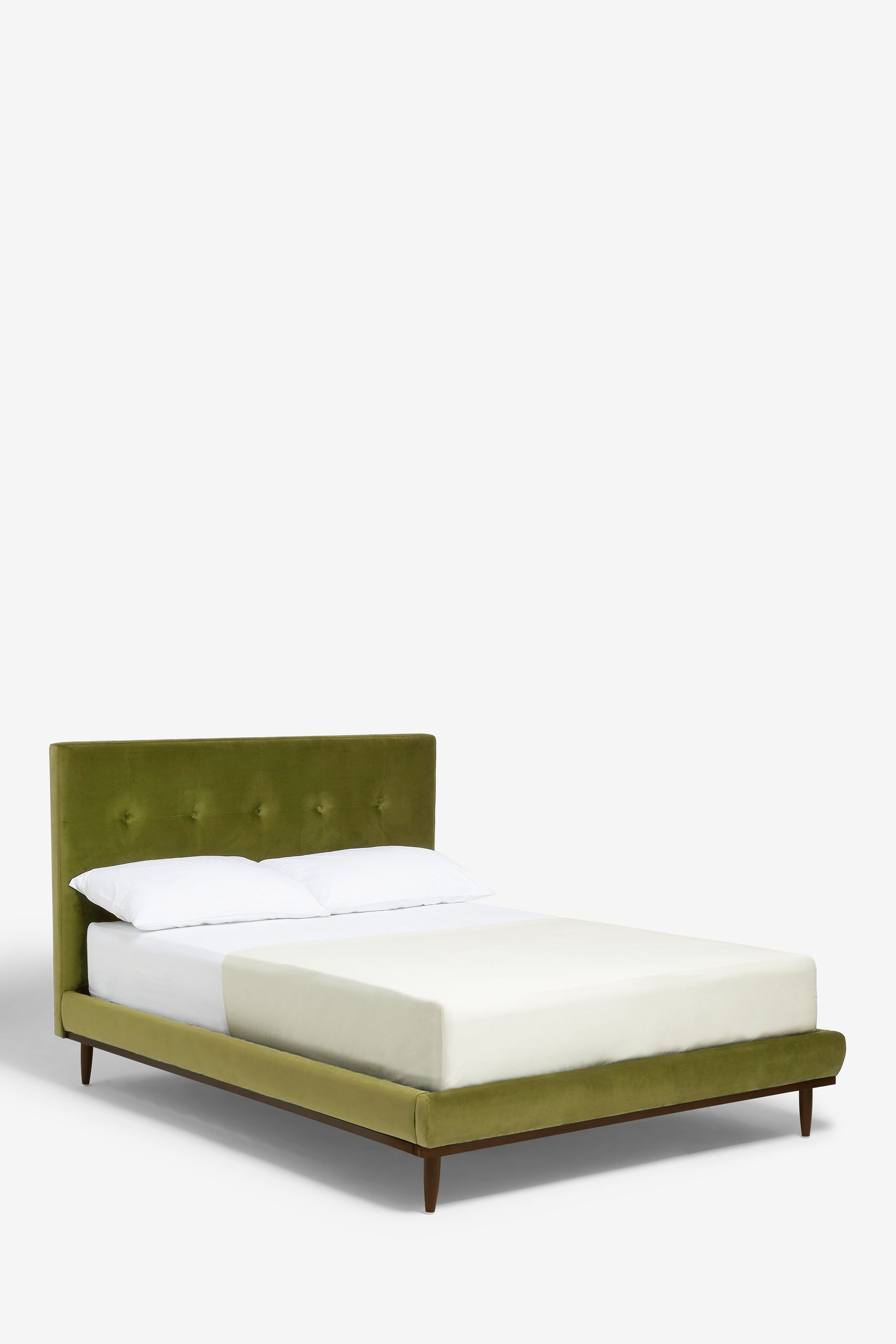Olive green upholstered bed sale