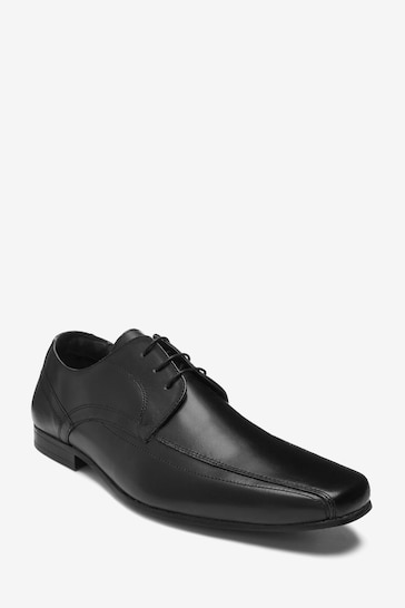 Black Leather Panel Lace-Up Shoes