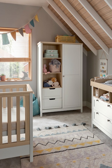 Mamas & Papas 3 Piece White Harwell Cot Bed Range with Dresser and Wardrobe