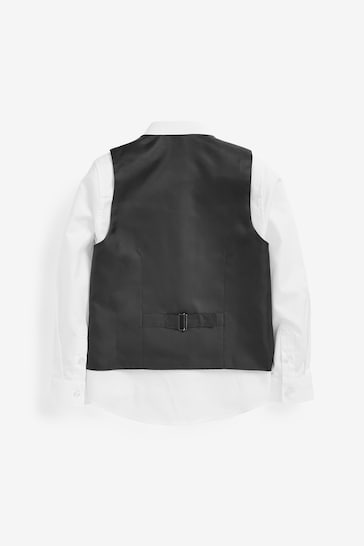 Black Waistcoat, Shirt & Plain Tie Set Waistcoat (12mths-16yrs)