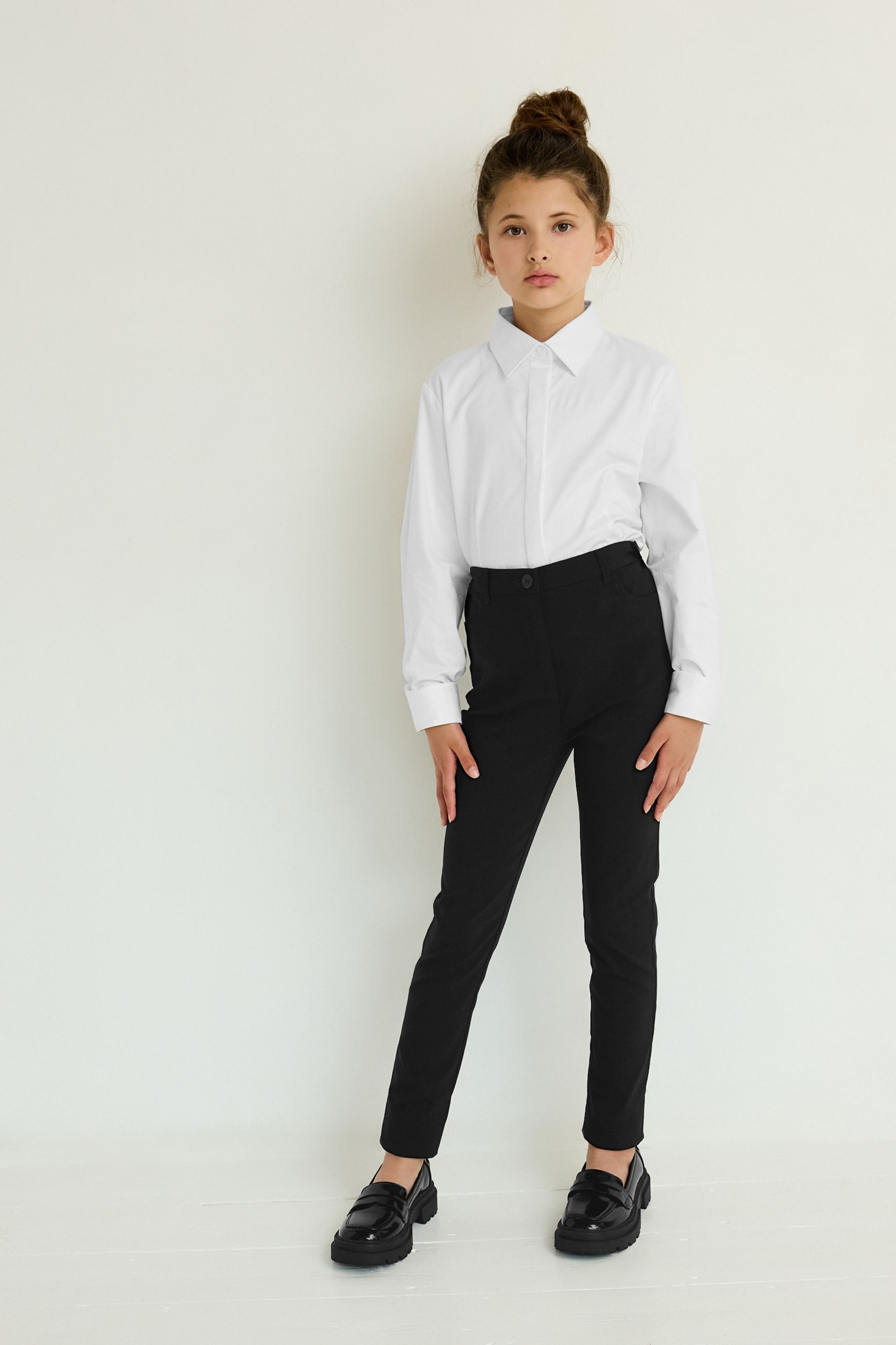 Girls black 2025 skinny school trousers