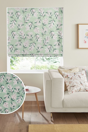 Cath Kidston Green Mimosa Flower Made To Measure Roman Blind