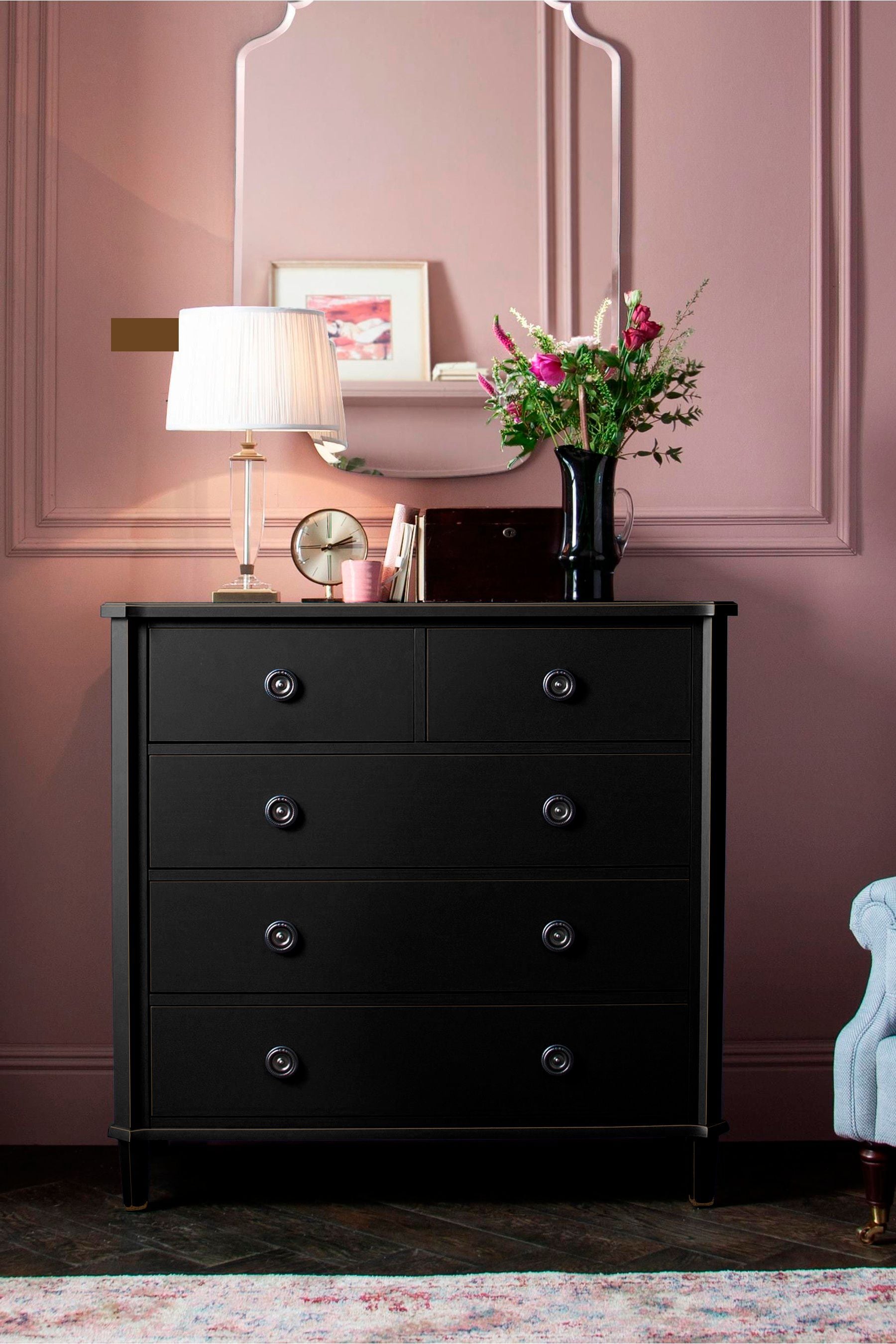 Buy Laura Ashley Black Henshaw Two Three Drawers Chest from the