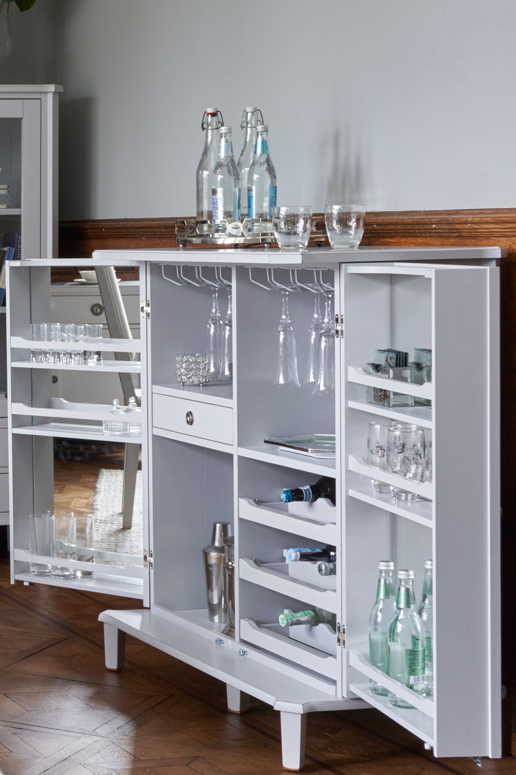 Drinks cabinet top white gloss