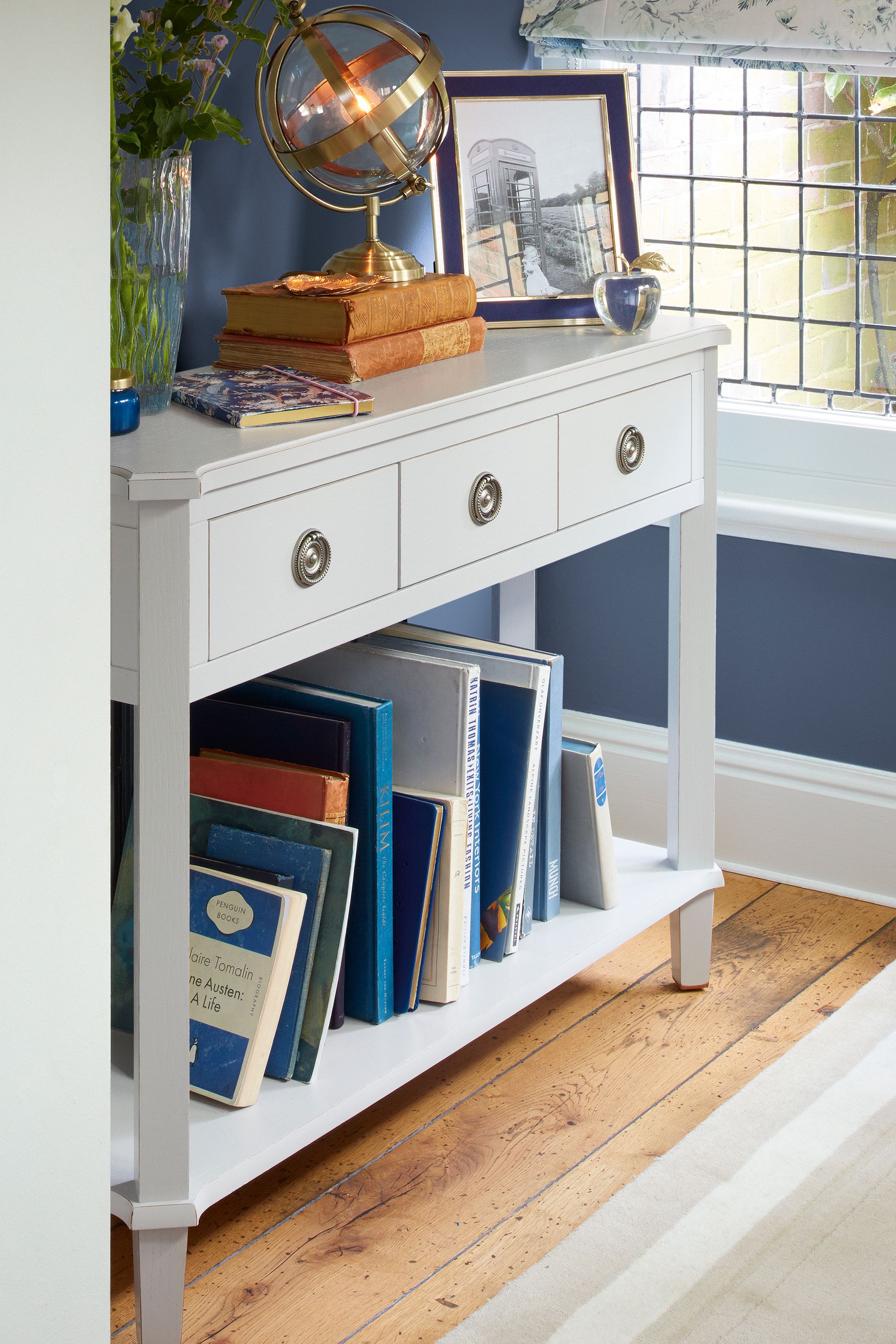 Buy Laura Ashley Pale Steel Henshaw 3 Drawer Console Table from