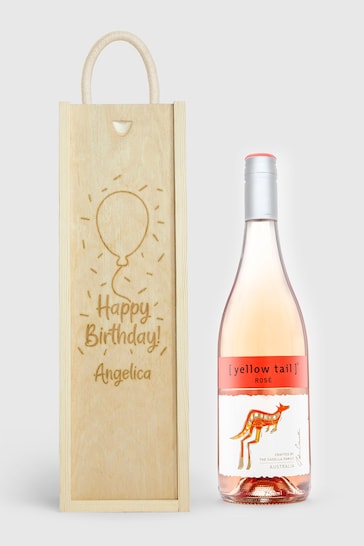 Personalised Happy Birthday Gift Box With Rose Wine by Gifted Drinks