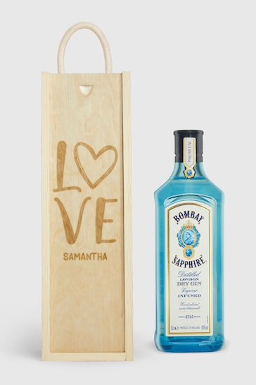 Personalised With Love Gift Box With Bombay Sapphire by Gifted Drinks