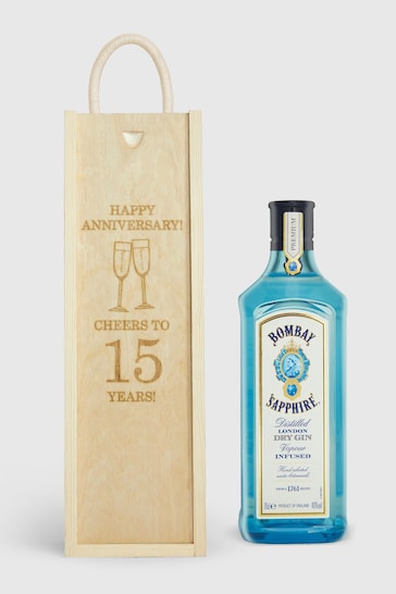 Personalised Happy Anniversary Gift Box with Bombay Sapphire by Gifted Drinks