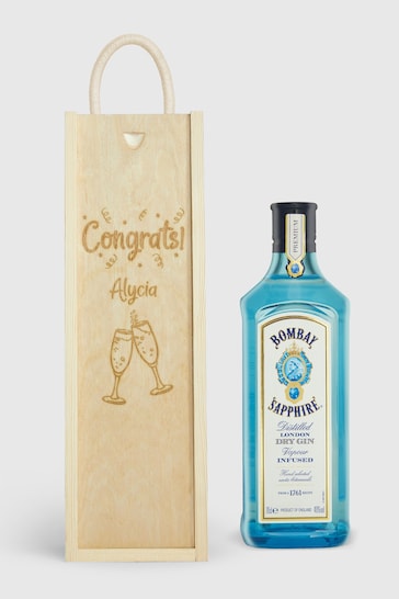 Personalised Congratulations Gift Box with Bombay Sapphire by Gifted Drinks