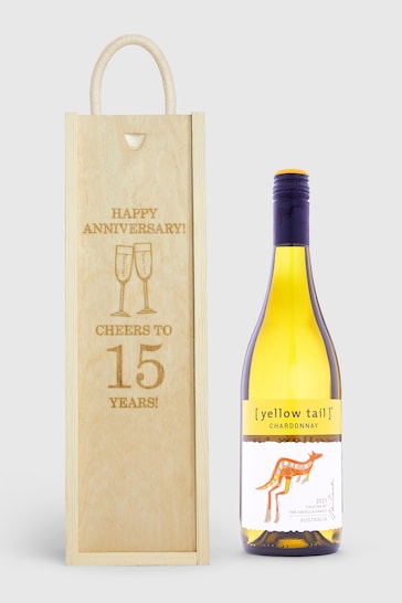 Personalised Happy Anniversary Gift Box with White Wine by Gifted Drinks
