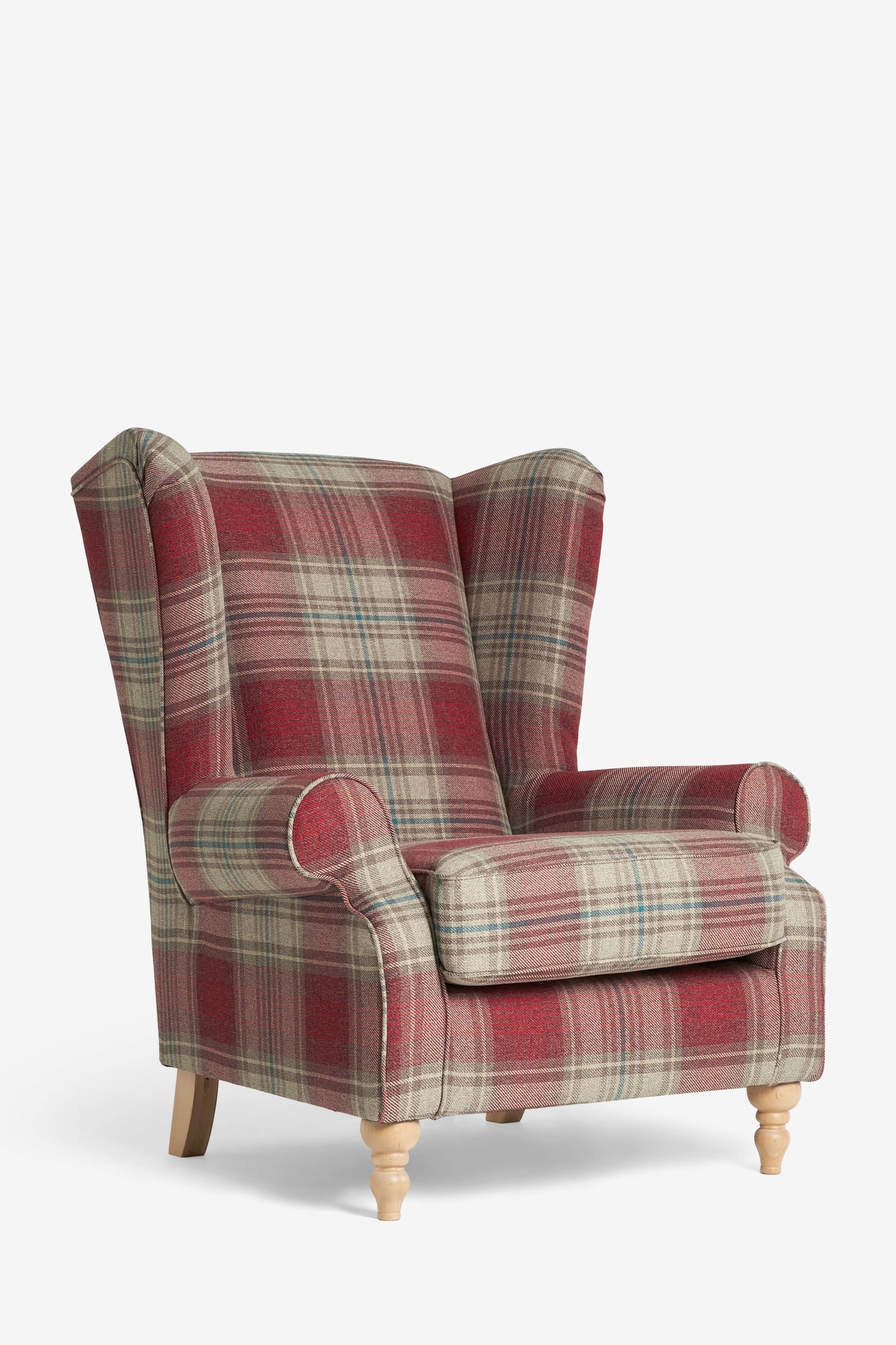 Buy Versatile Check Stirling Red Grande Sherlock Highback Armchair