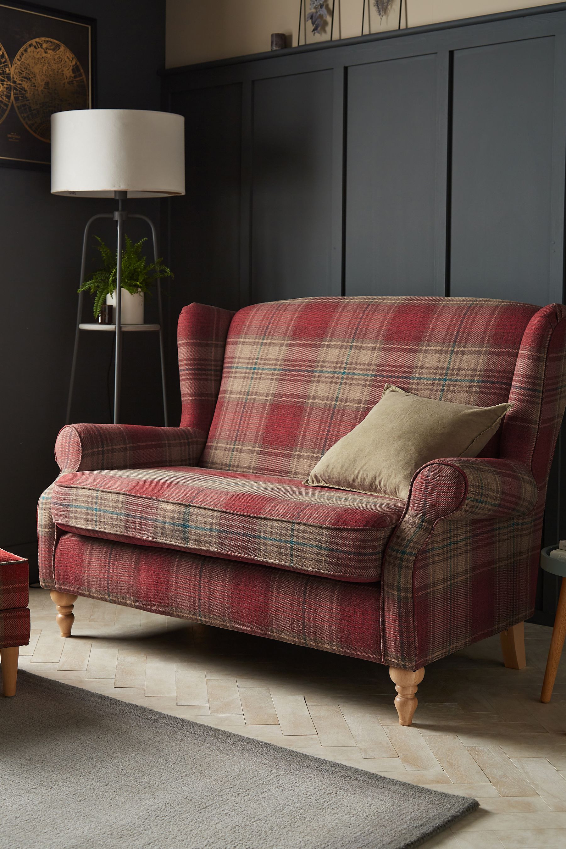 Red shop tartan sofa